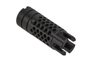 The SLR Rifleworks Synergy comp has a 14x1 left hand thread pitch for use on AK-47 rifles